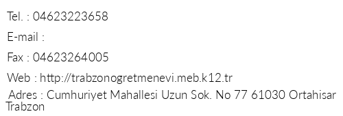 Trabzon retmenevi telefon numaralar, faks, e-mail, posta adresi ve iletiim bilgileri